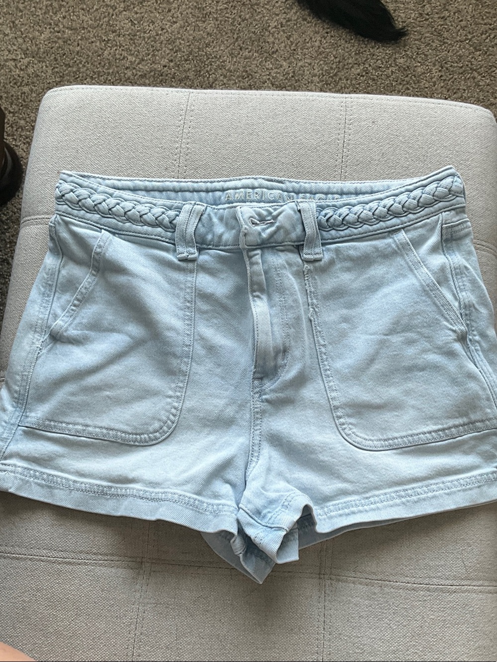American Eagle Light Blue Women’s Braided-Waist Shorts Size 10